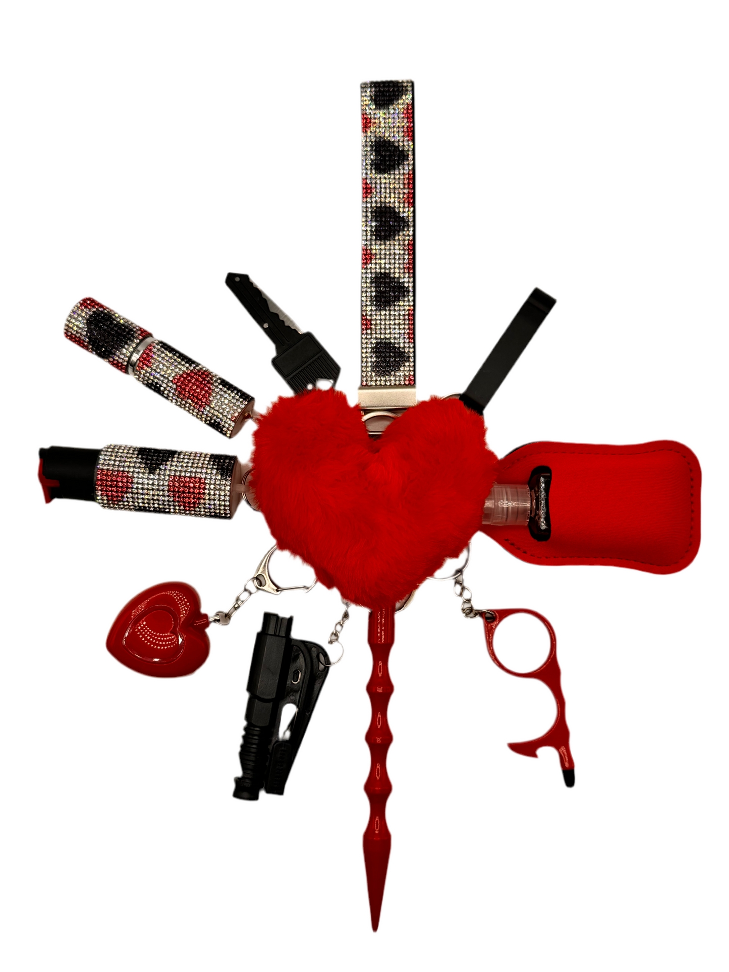 Queen Of Heart Glitter Safety Keychain