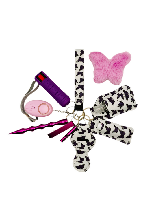Purple Butterfly Safety Keychain