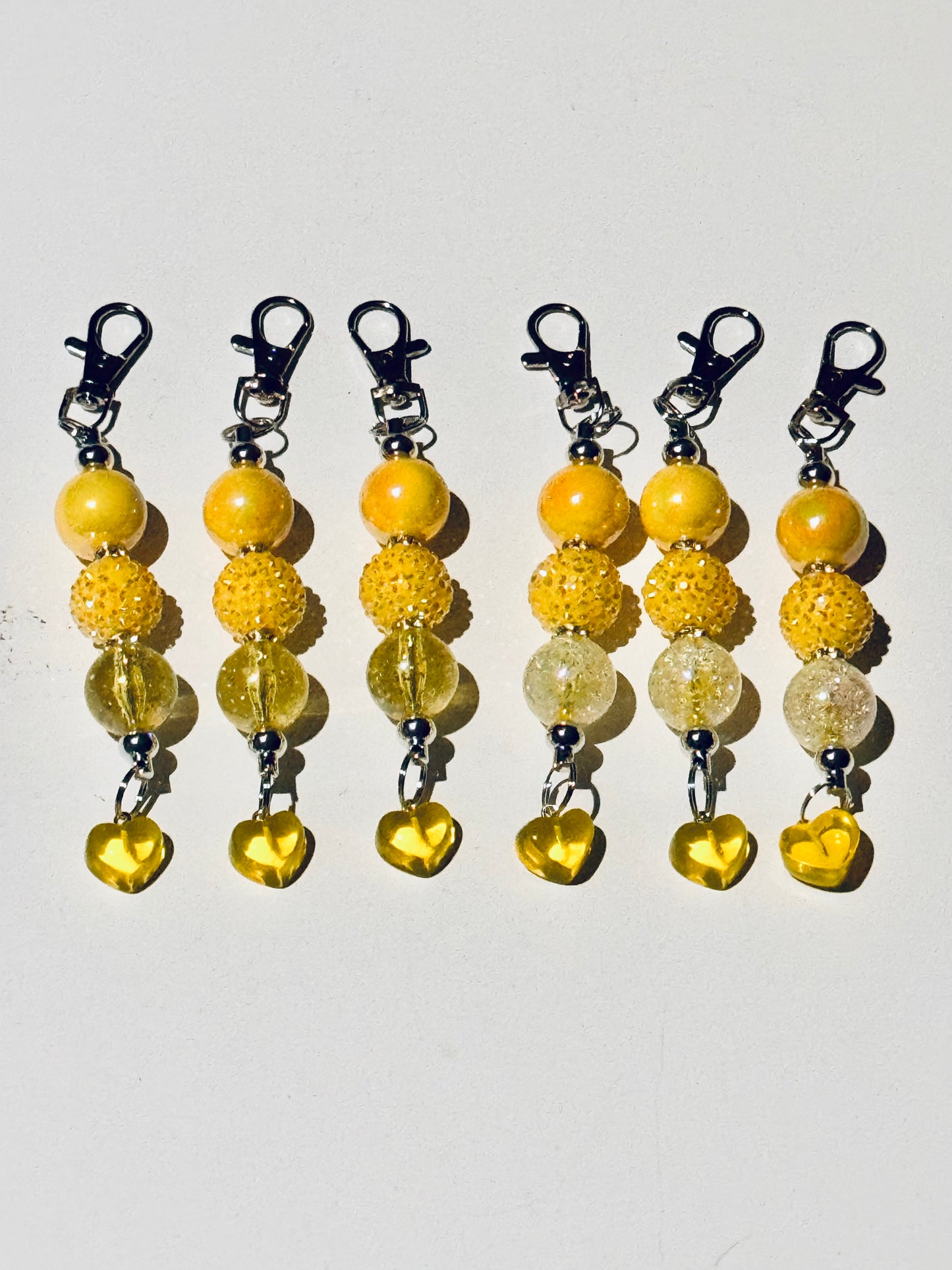 Sunburst Safety Keychain With Bubblegum Beaded Charm (Universe Collection)