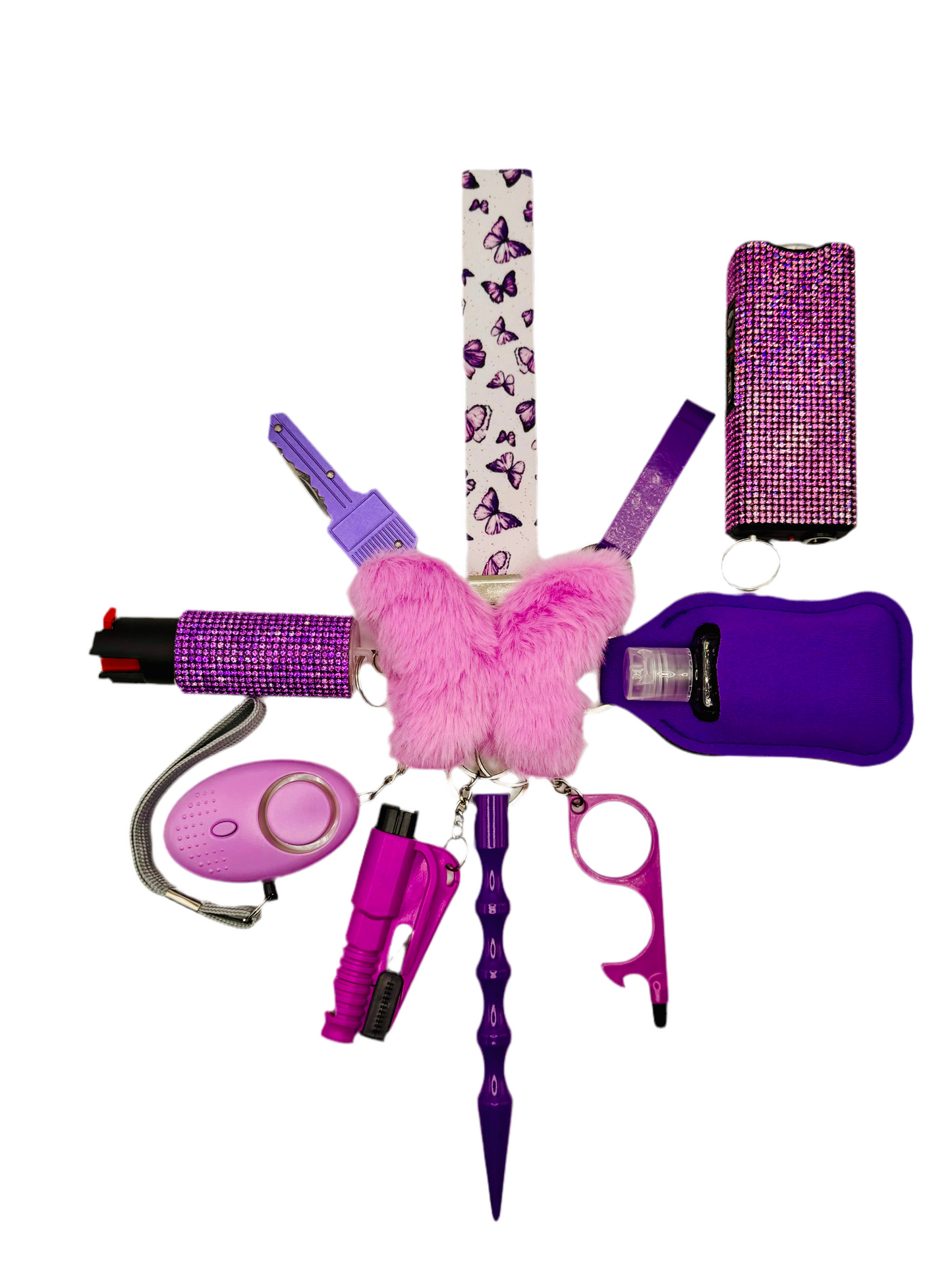 Lilac Butterfly Wings Safety Keychain
