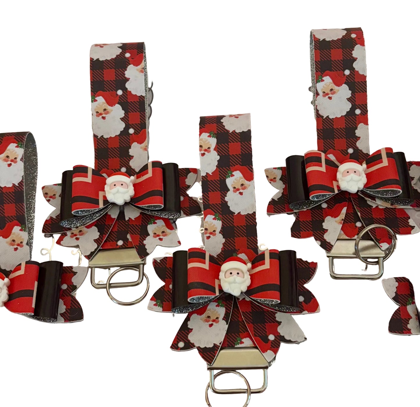Santa Christmas Bow Safety Keychain