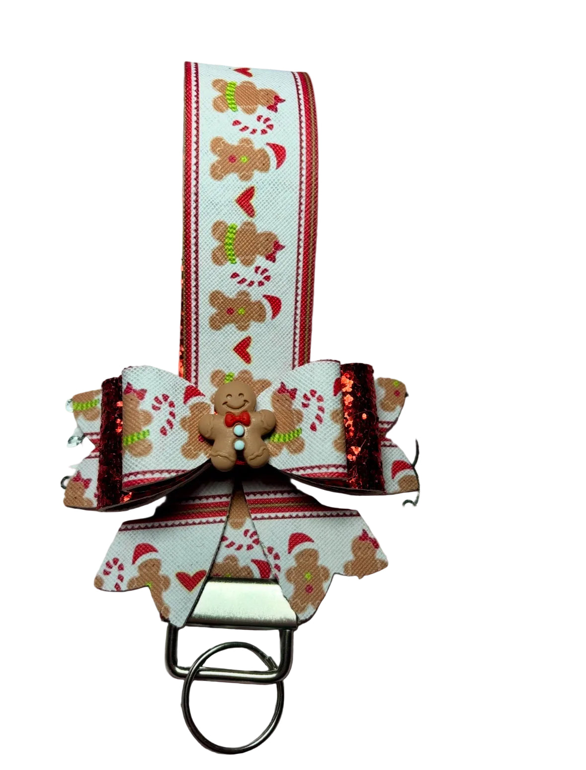 Gingerbread Christmas Bow Safety Keychain