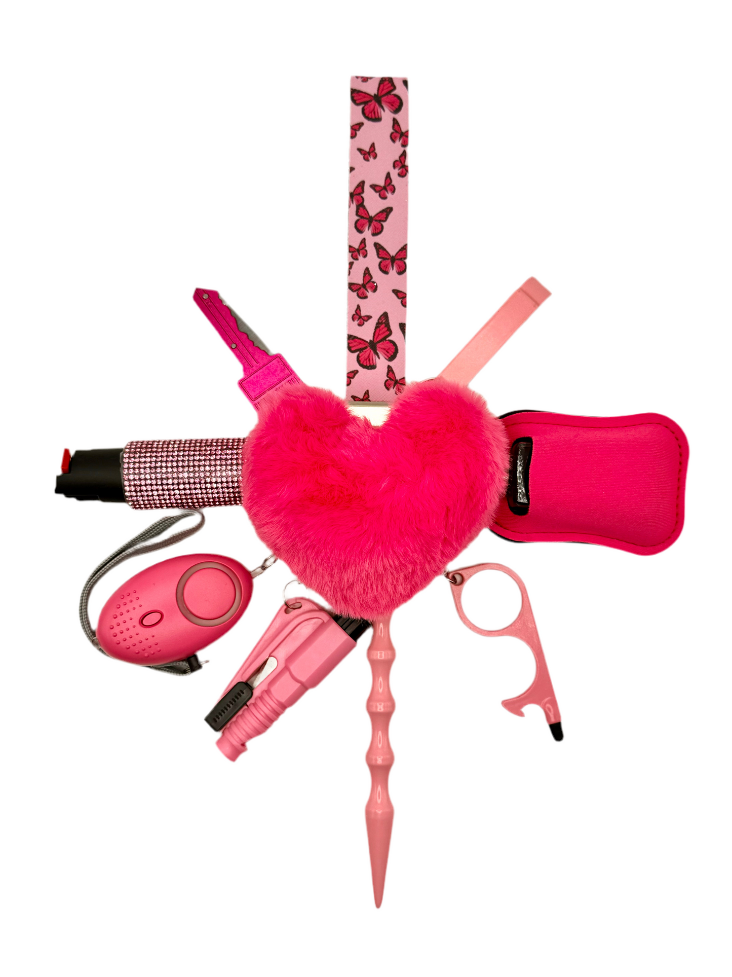 Pink Butterfly Wings Safety Keychain