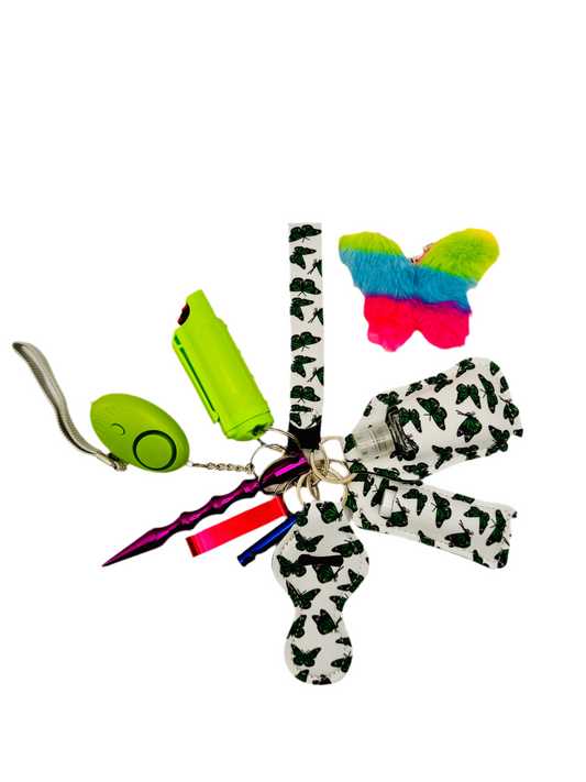 Multi Green Butterfly Safety Keychain
