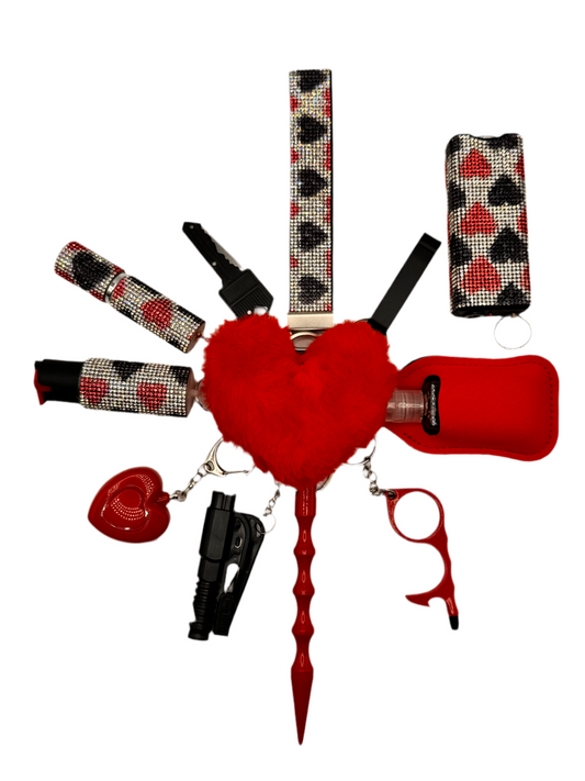 Queen Of Heart Glitter Safety Keychain