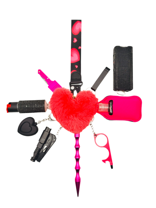Hot Pink Fallen In Love Safety Keychain