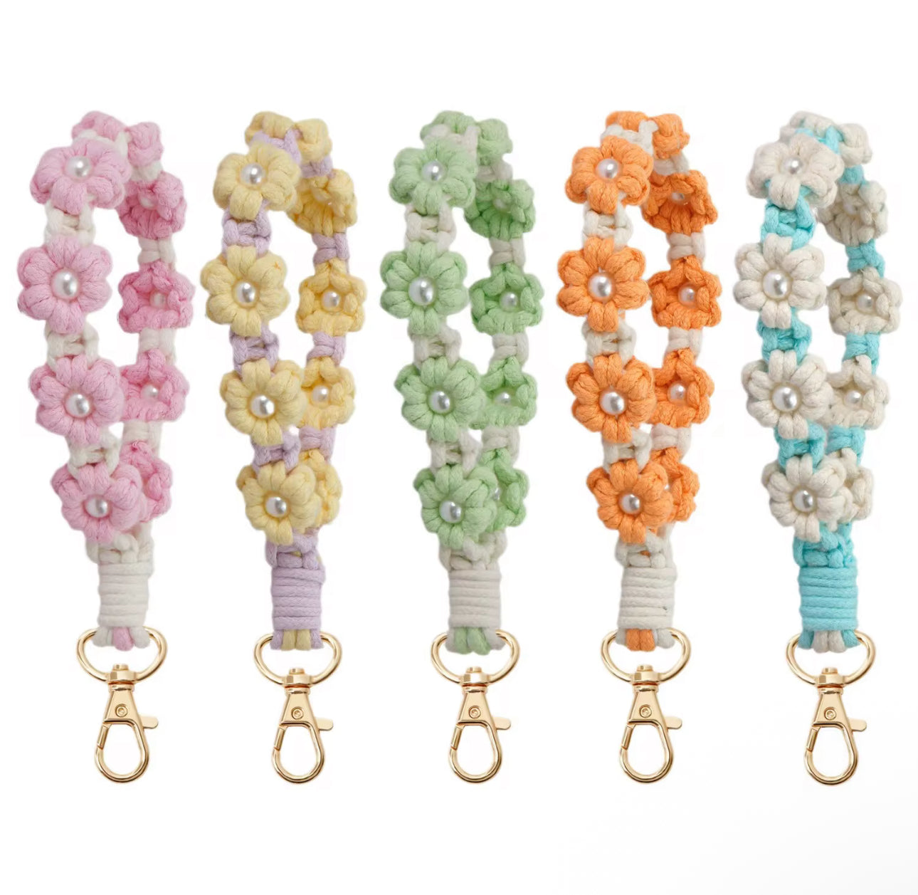 Wristlet Keychains (Daisy Flower Macrame)