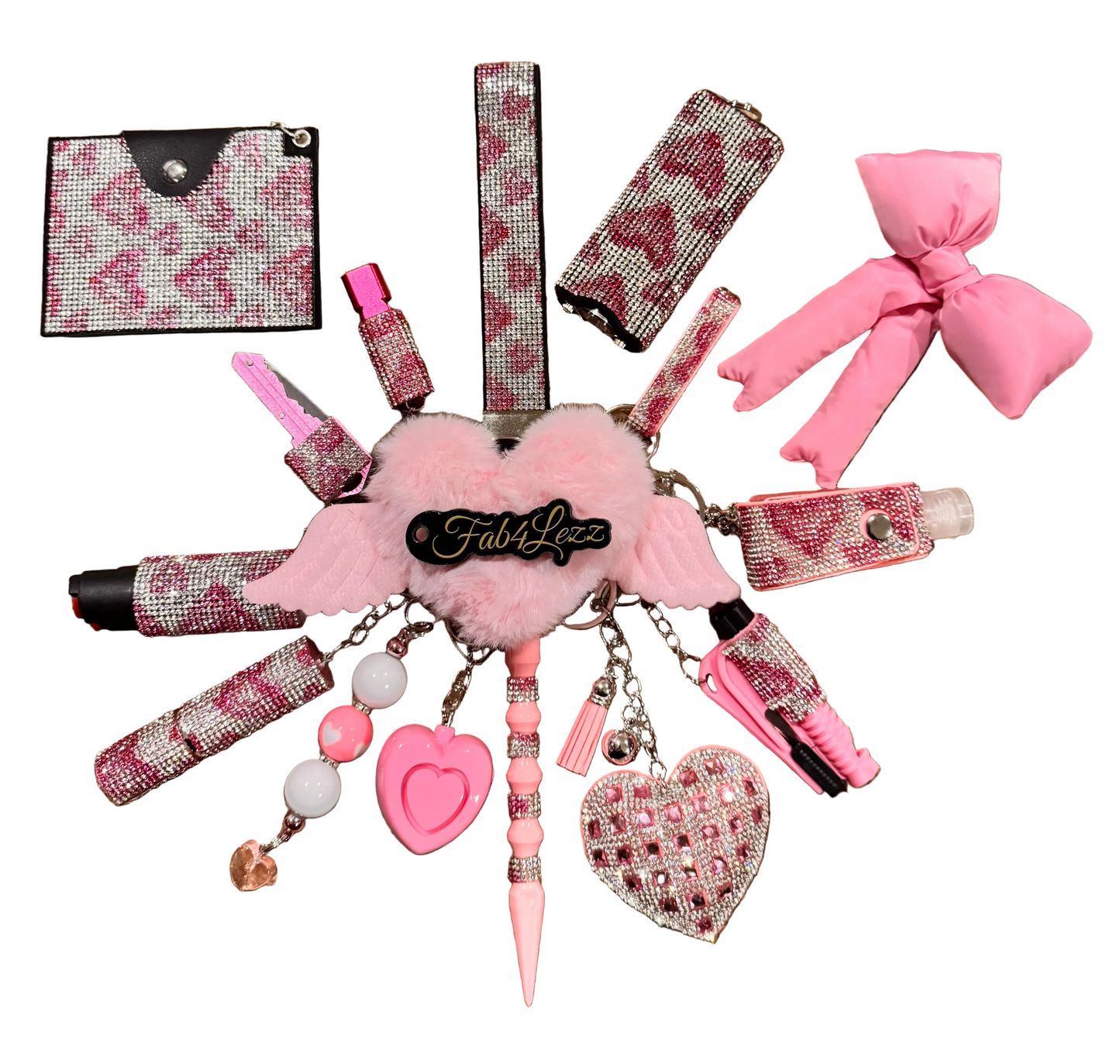 Pink Heart Safety Keychain