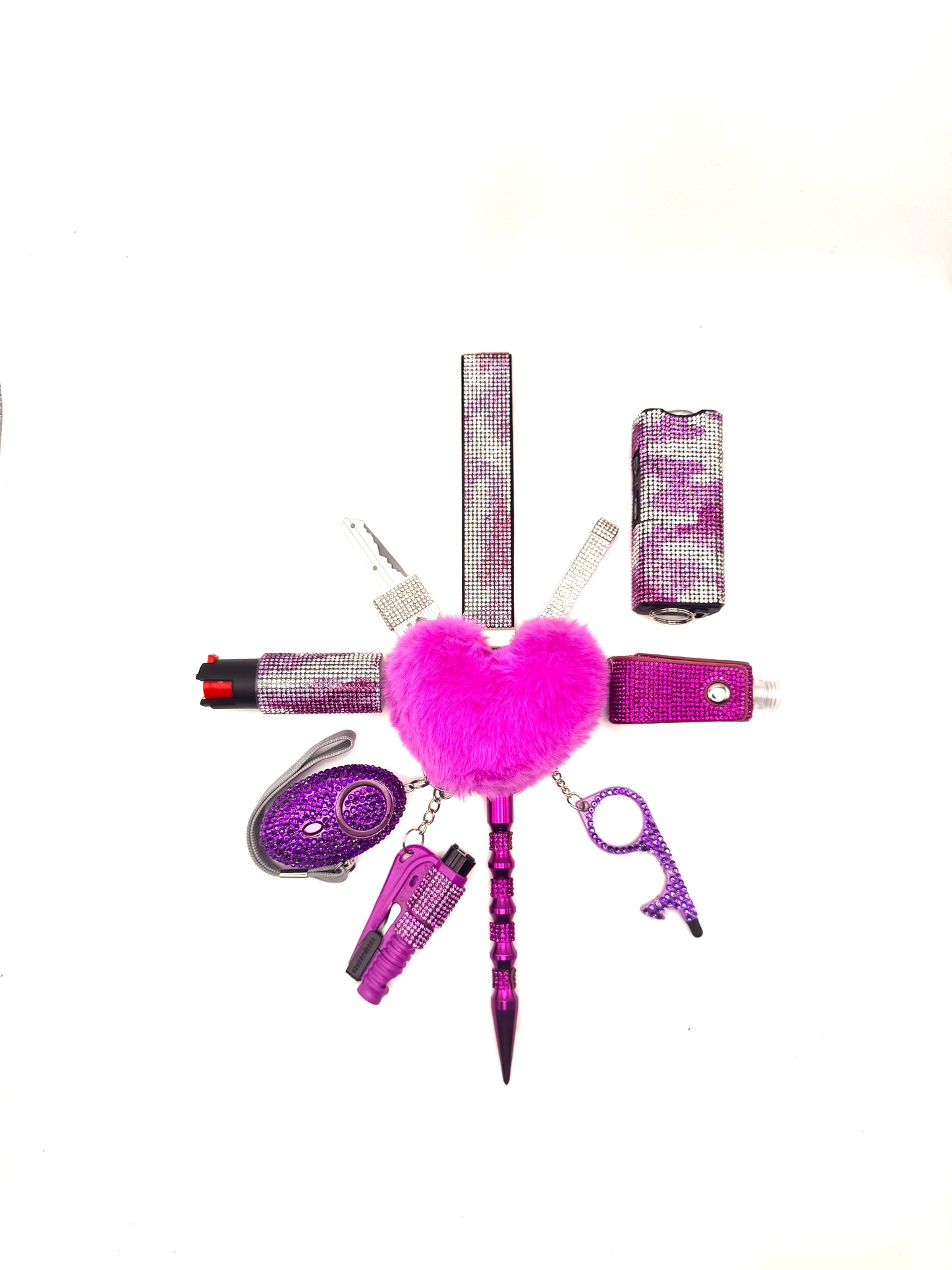 Purple Lightning Bling Safety Keychain