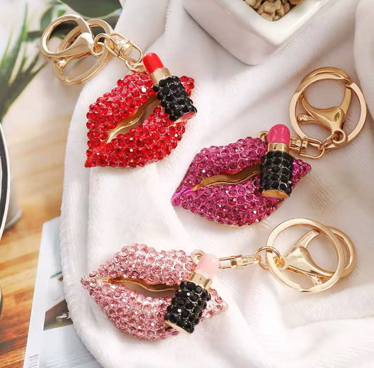 Wholesale 3D Bling Lips Lipstick Keychain Charms