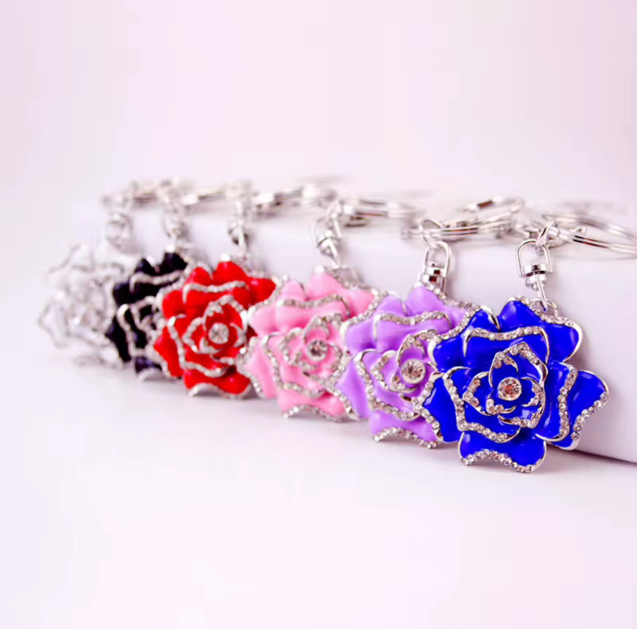 Wholesale 3D Bling Rose Keychain Charms