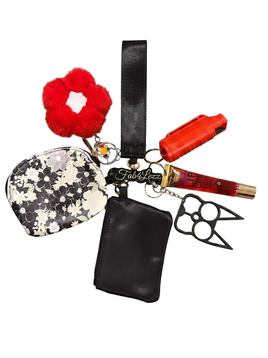 Daisy Black Pouch Wallet Set