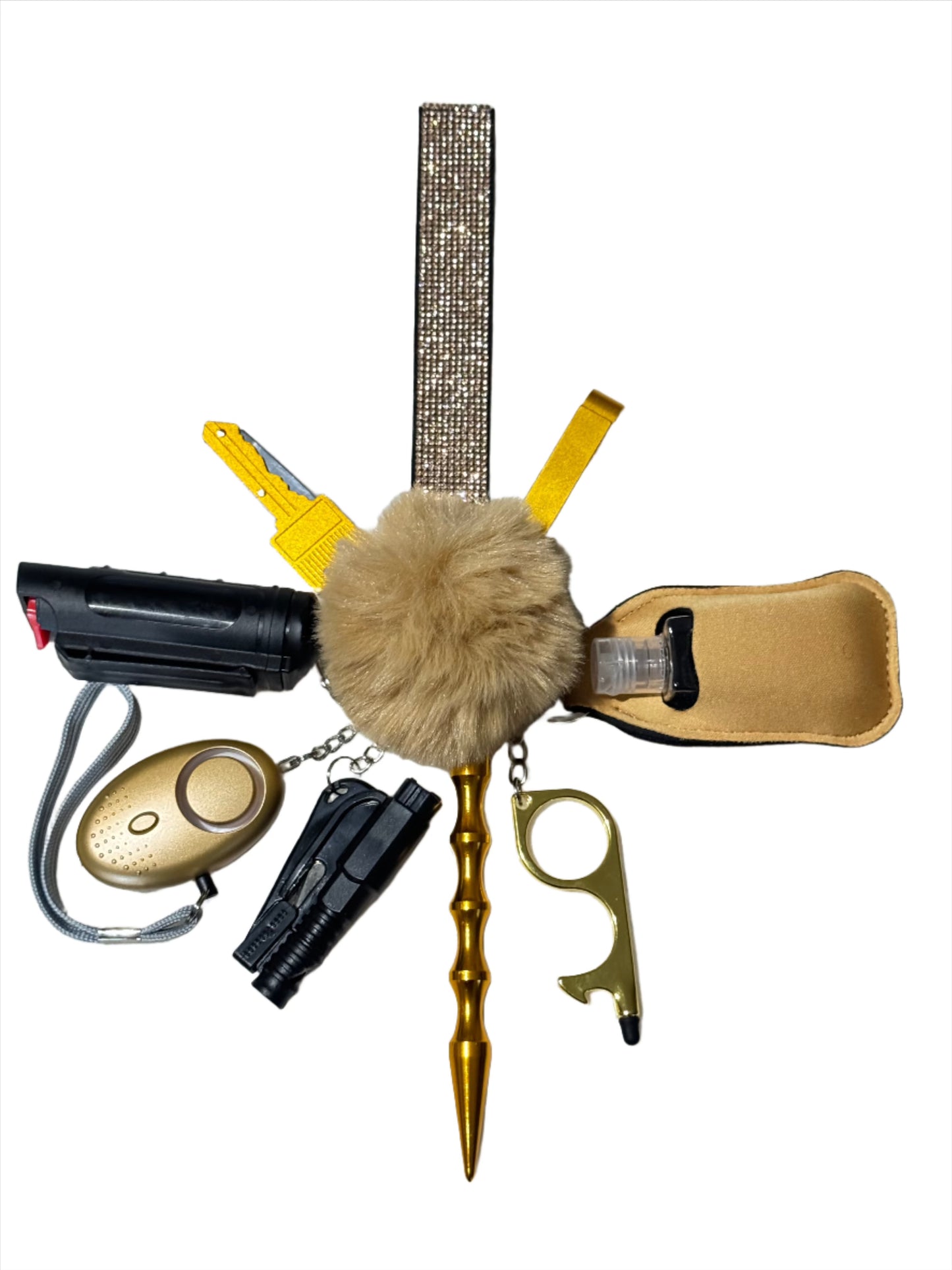 Gold Glitter Safety Keychain