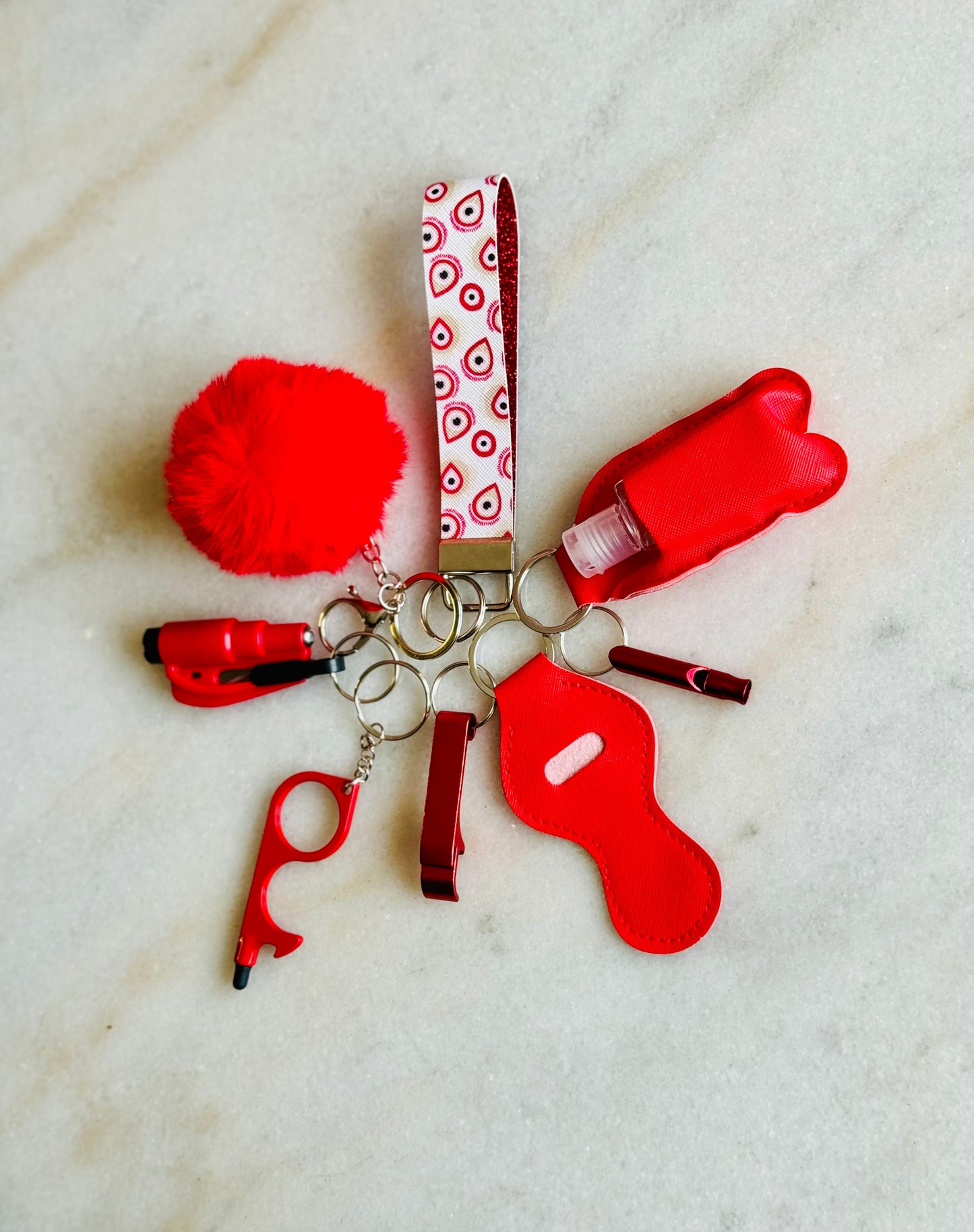 Red Evil Eye Self Defense Keychain