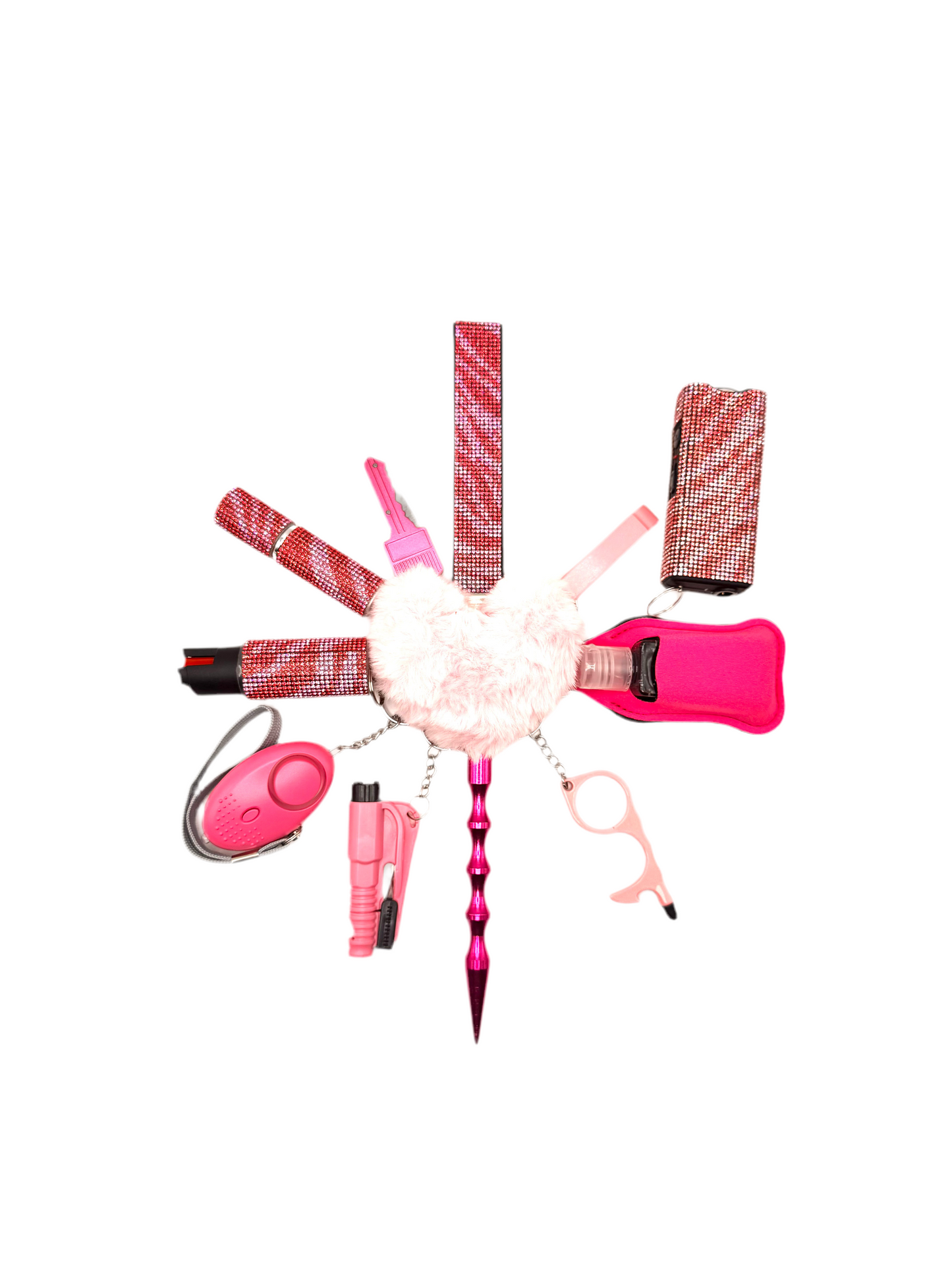 Hot Pink/Pink Zebra Bling Safety Keychain