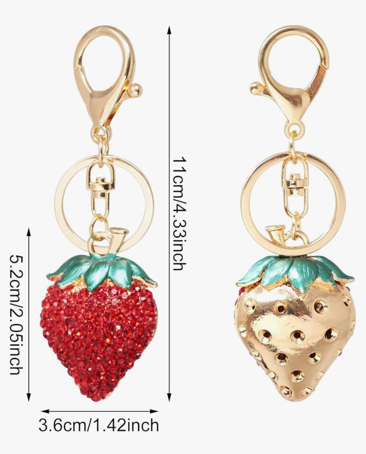 Wholesale Bling Strawberry Keychain Charms