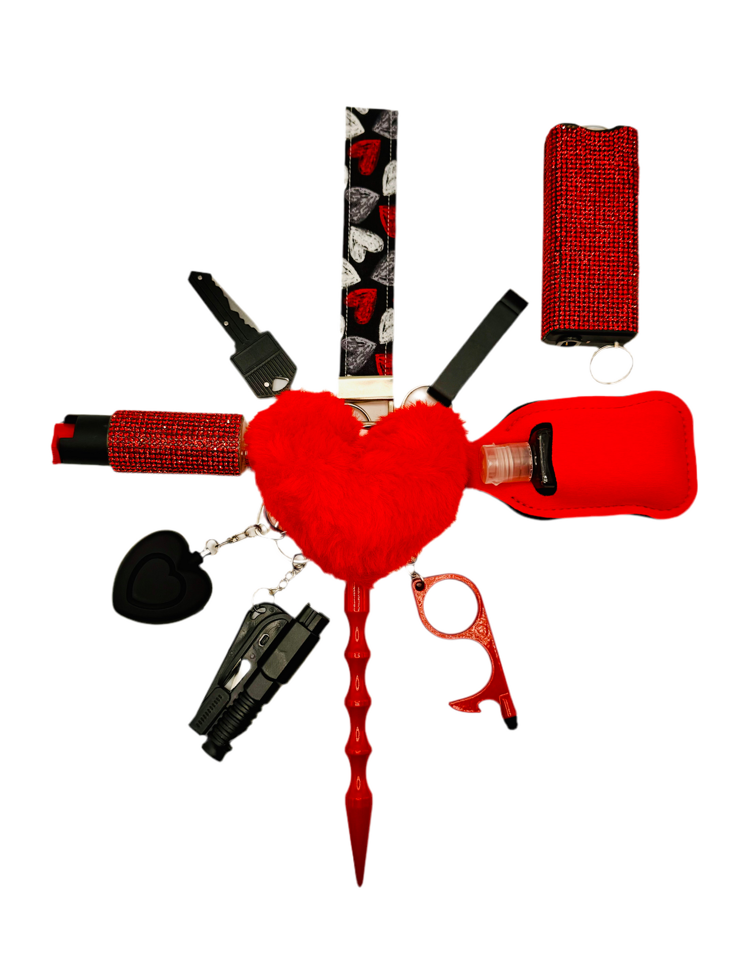 Chalk Hearts Fabric Safety Keychain