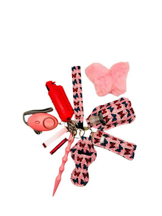 Pink Butterfly Safety Keychain