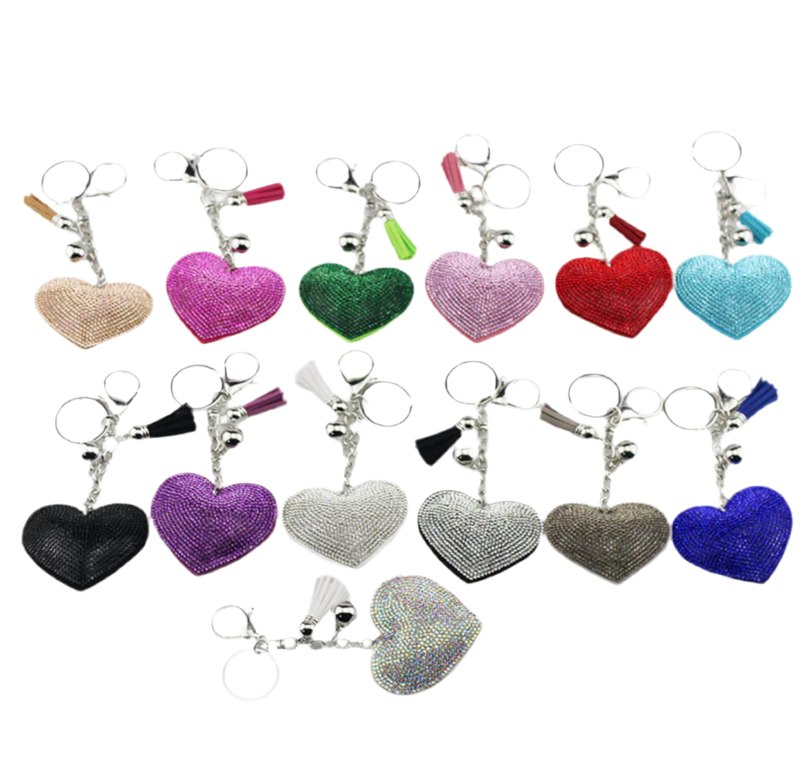 Wholesale 3D Bling Plush Heart Keychain Charms