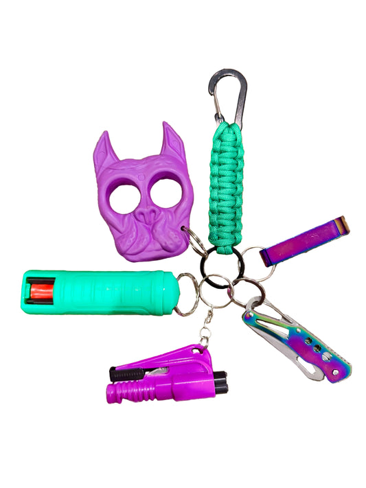 (Terry) Men Safety Keychains (Purple /Green)