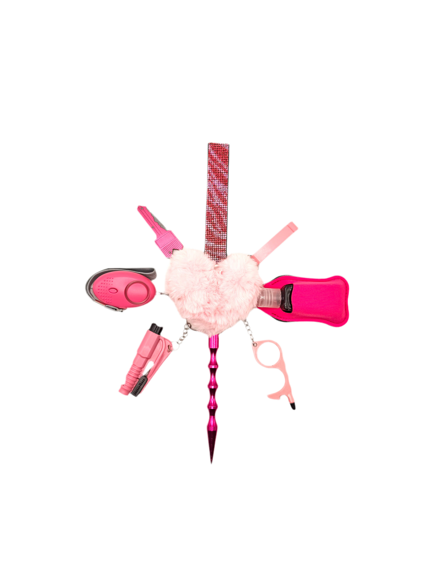 Hot Pink/Pink Zebra Bling Safety Keychain