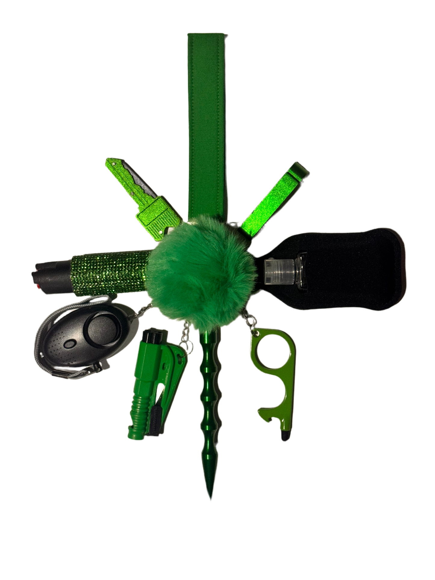 Green Fabric Handmade Safety Keychain