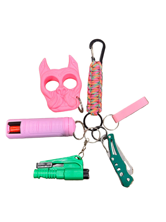 (Tony) Men Safety Keychains (Pink/Green)