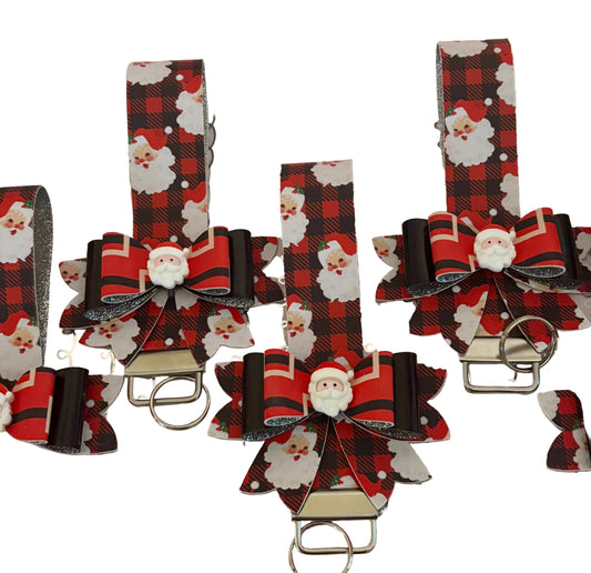 Santa Christmas Bow Safety Keychain