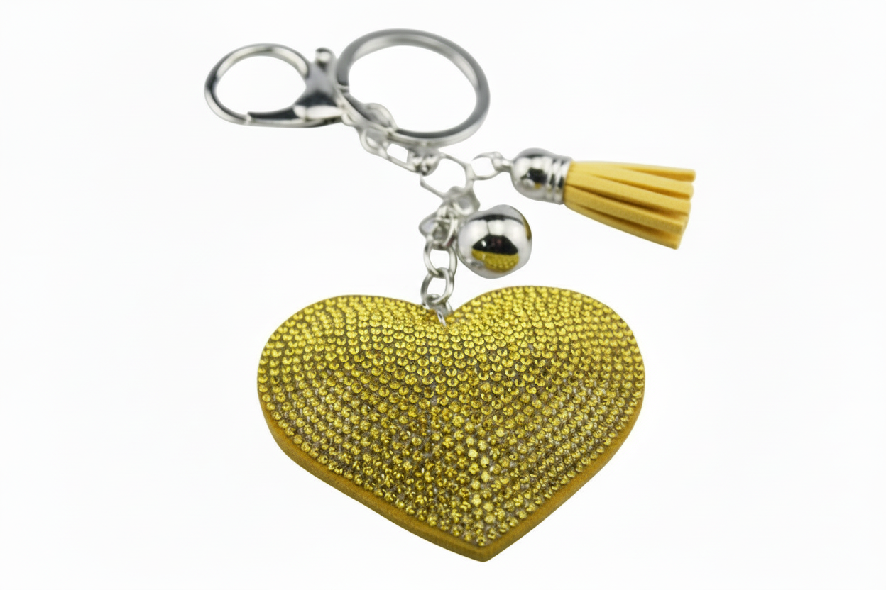 Wholesale 3D Bling Plush (Gem Heart) Keychain Charms