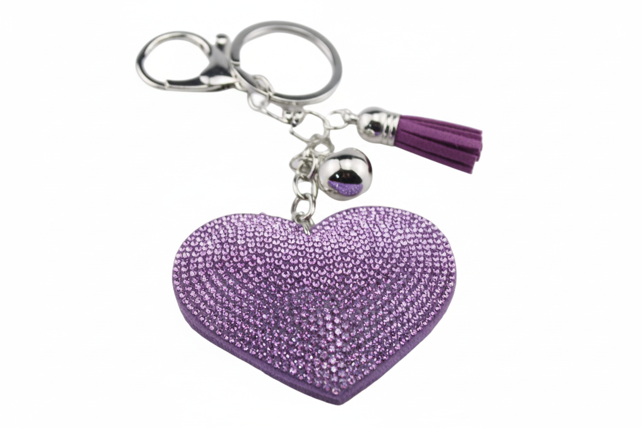 Wholesale 3D Bling Plush (Gem Heart) Keychain Charms
