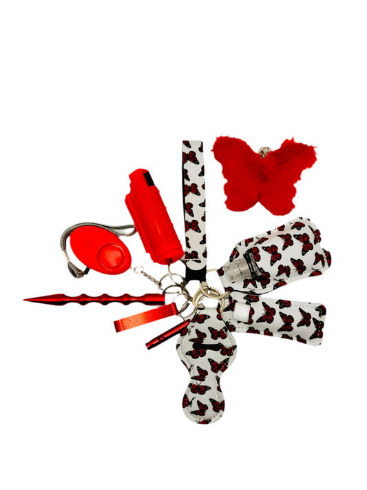 Red Butterfly Safety Keychain