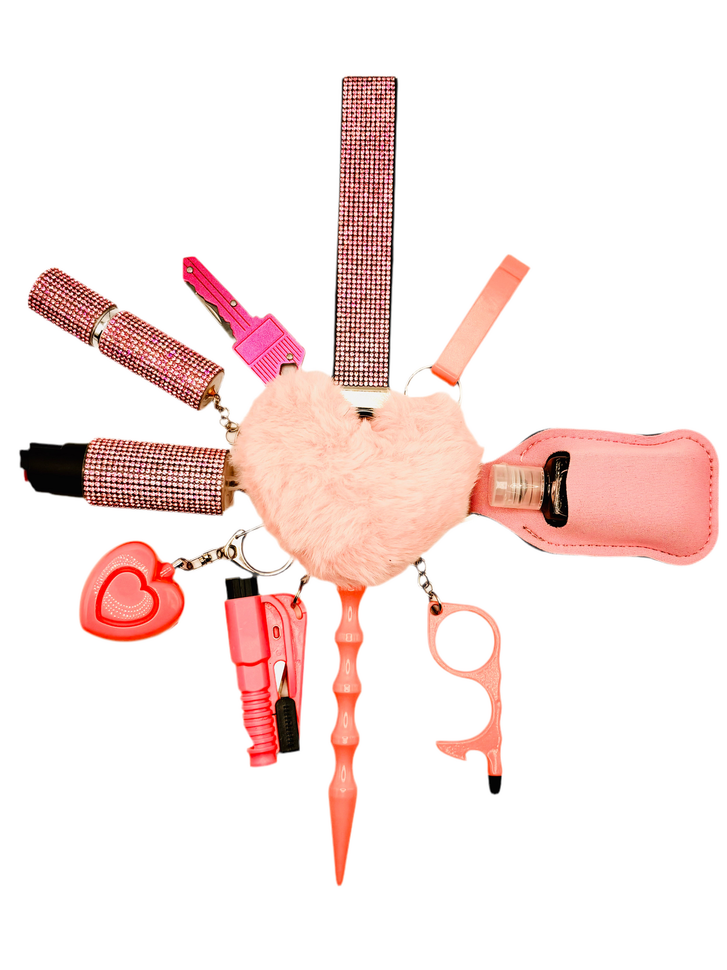 Pretty In Pink Glitter Safety Keychain
