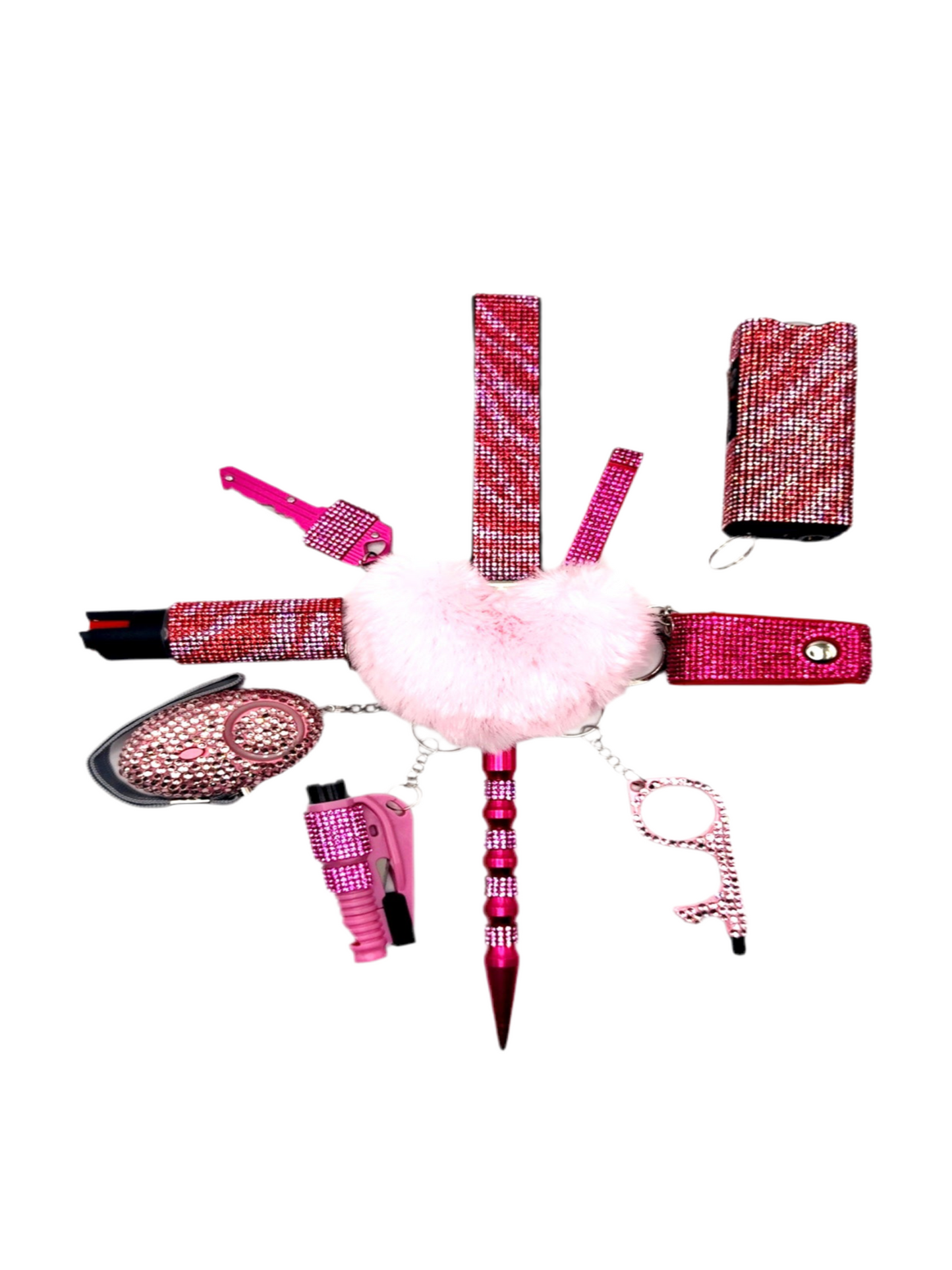 Hot Pink/Pink Zebra Bling Safety Keychain