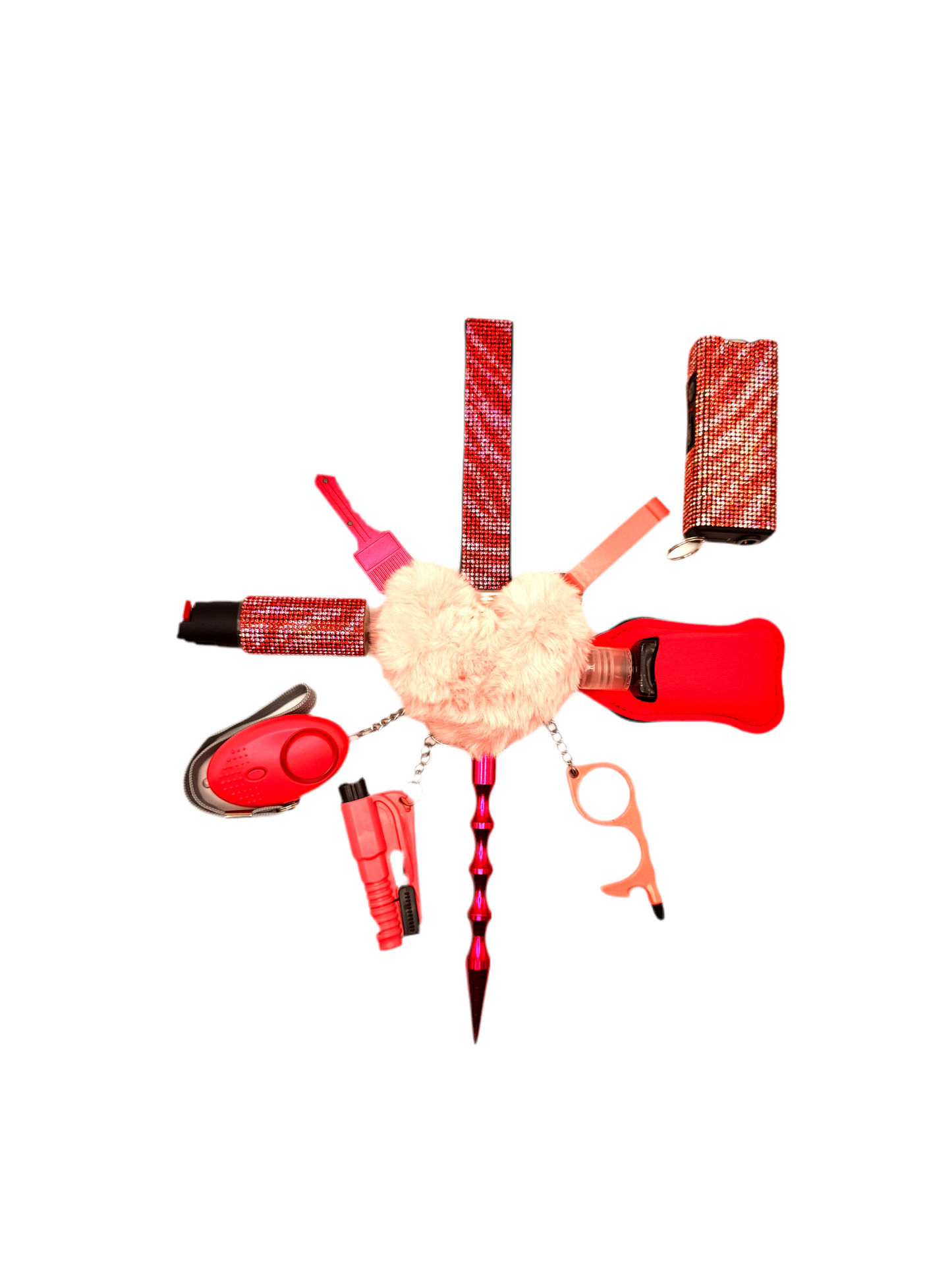 Hot Pink/Pink Zebra Bling Safety Keychain