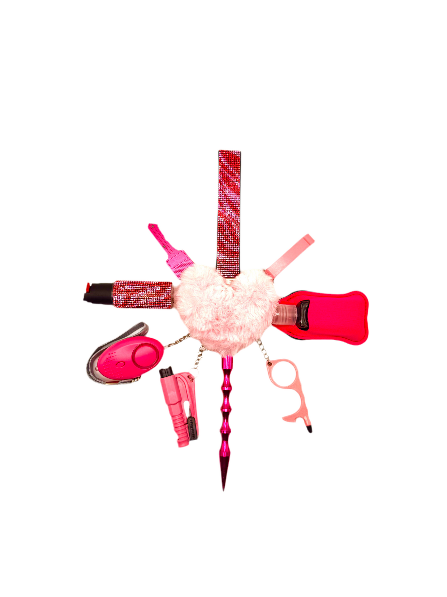 Hot Pink/Pink Zebra Bling Safety Keychain