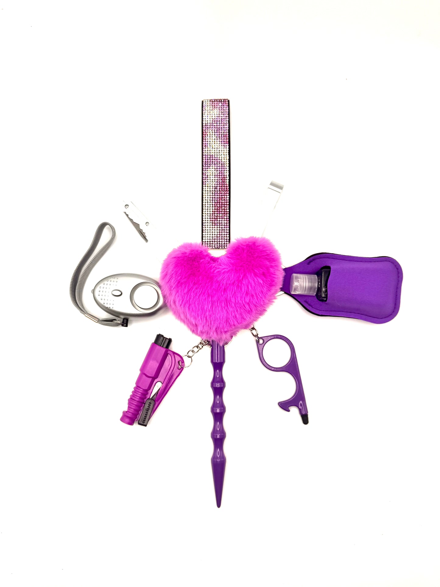 Purple Lightning Bling Safety Keychain