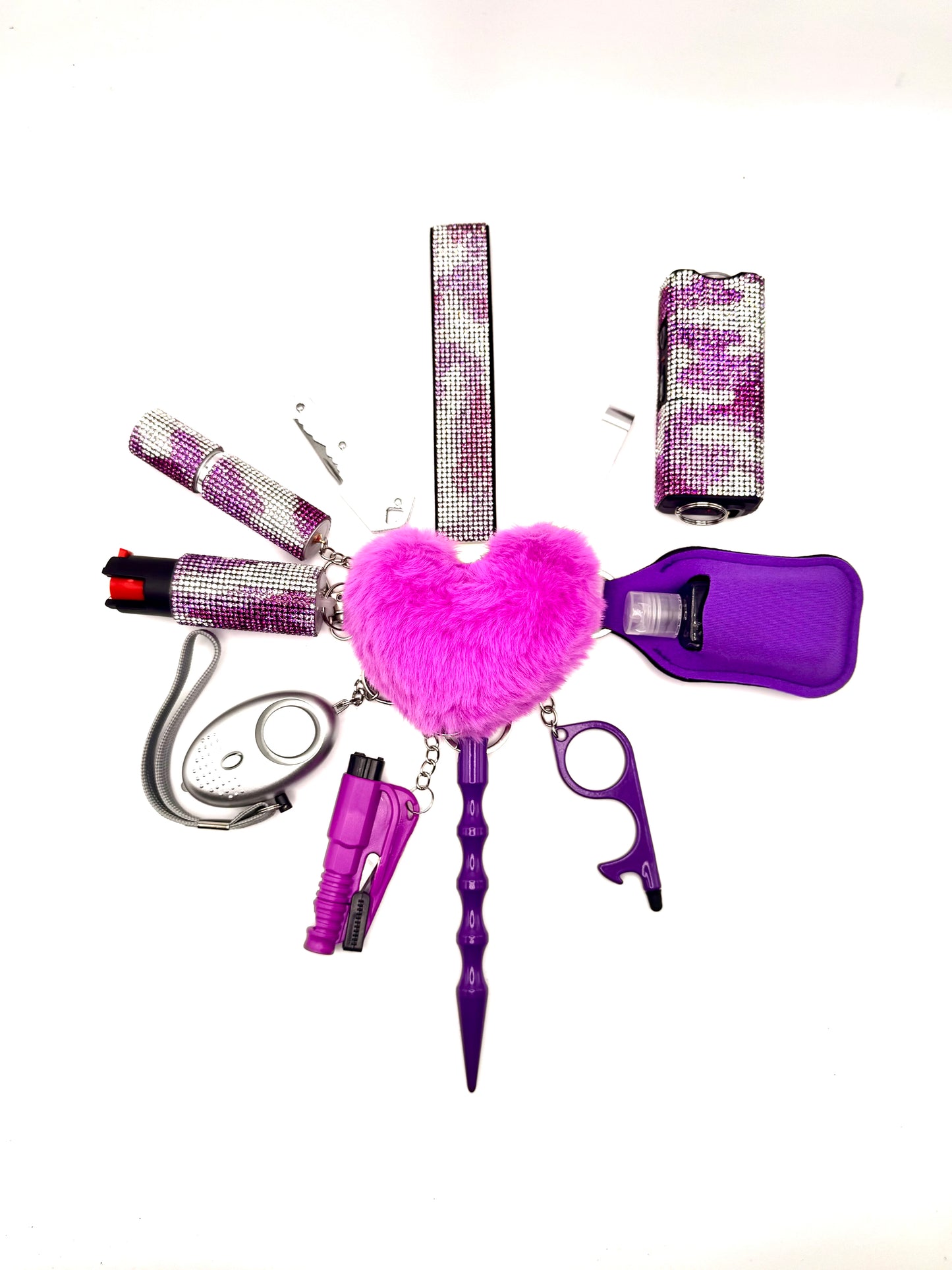 Purple Lightning Bling Safety Keychain