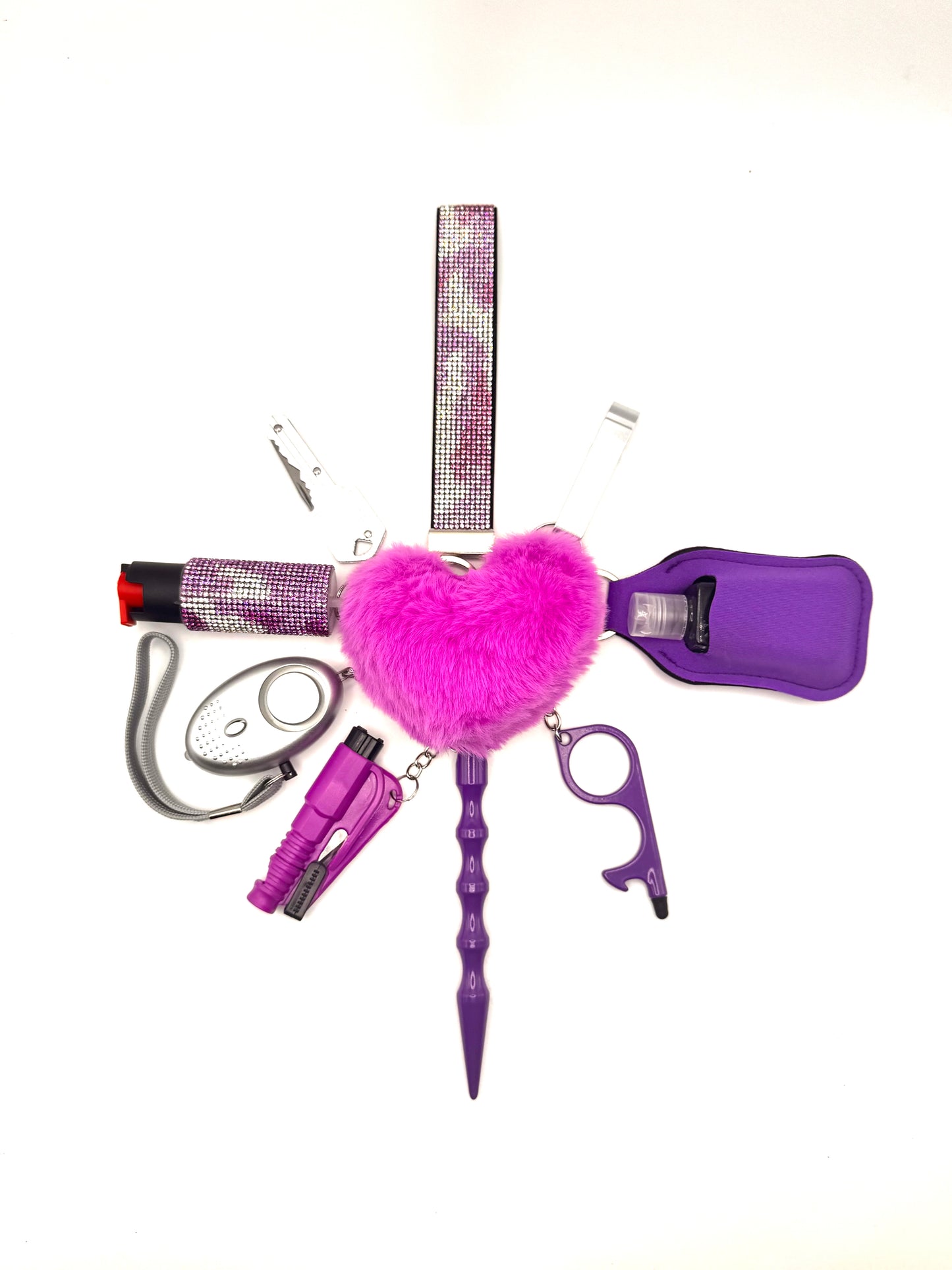 Purple Lightning Bling Safety Keychain
