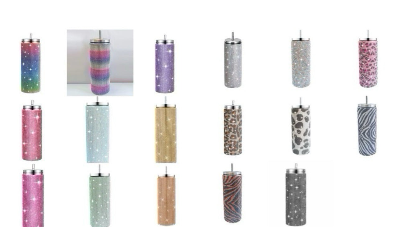 20 0z Bling Tumblers With Straw