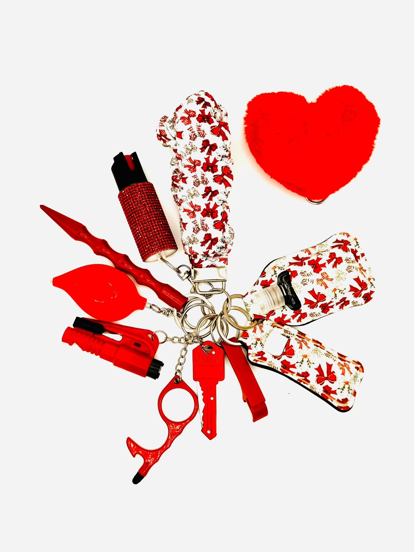 Light Up Red Bow Safety Keychains