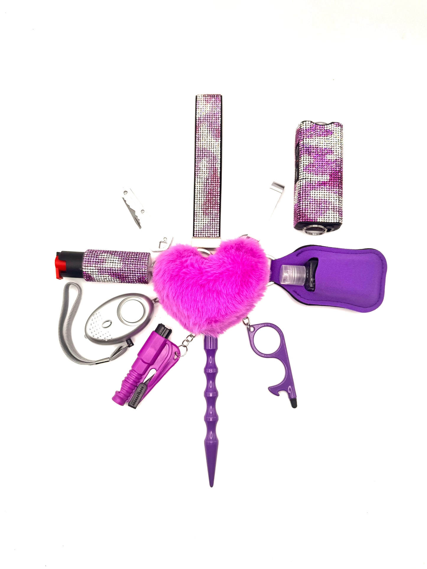 Purple Lightning Bling Safety Keychain