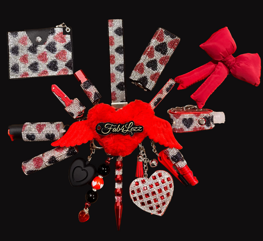 Red/Black Mix Heart Safety Keychain