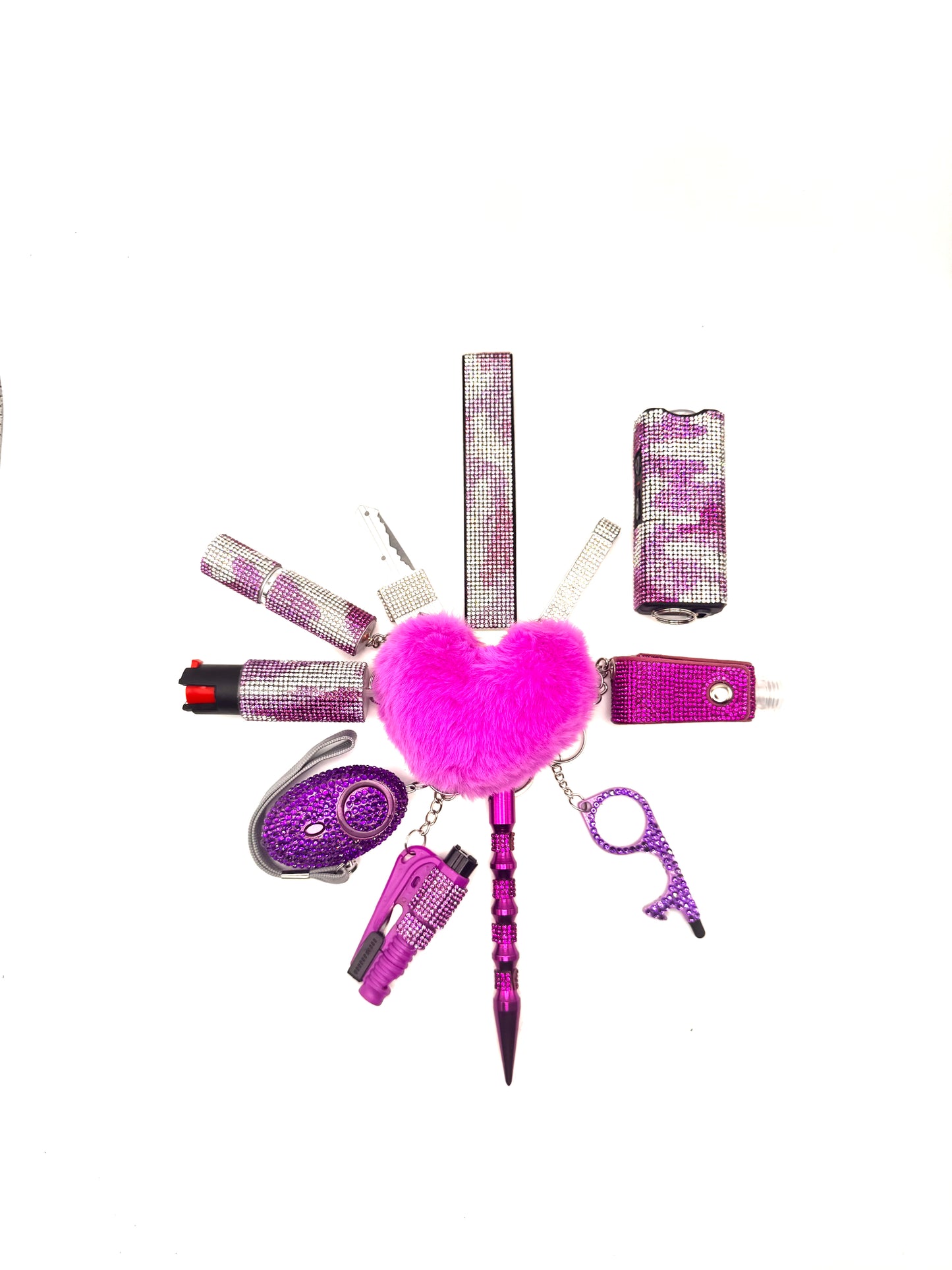 Purple Lightning Bling Safety Keychain