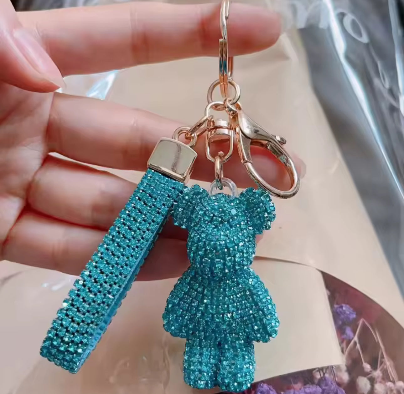 Wholesale 3D Bling Bear Keychain Charms