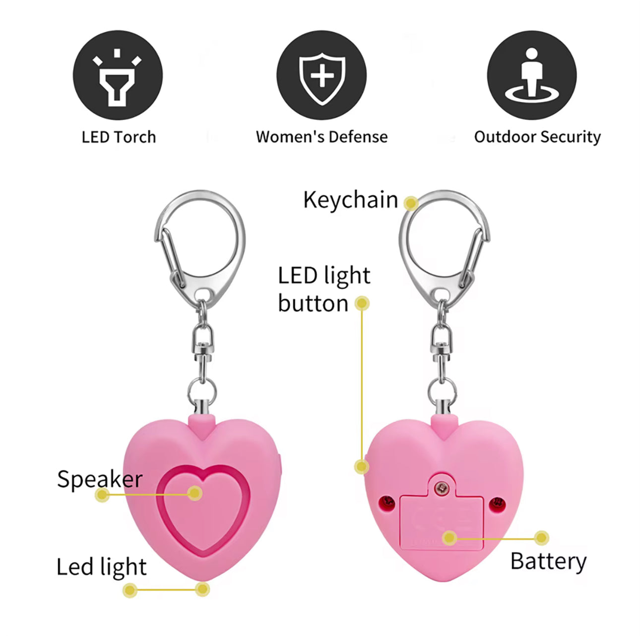 WHOLESALE ALARM/FLASHLIGHT (Heart)