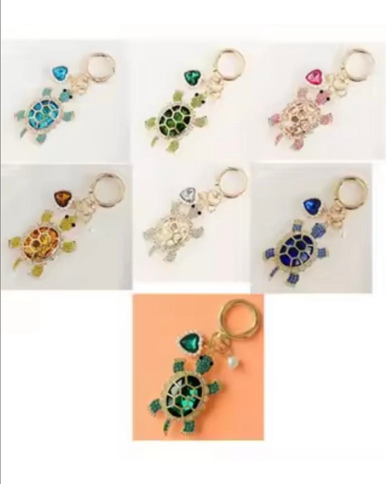 Wholesale Bling Turtle Keychain Charms
