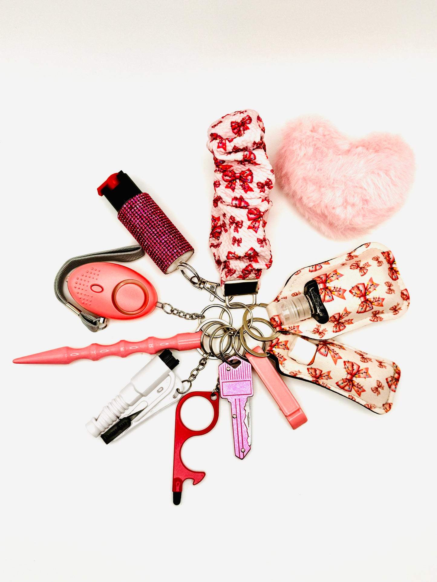 Light Up Pink Bow Safety Keychains