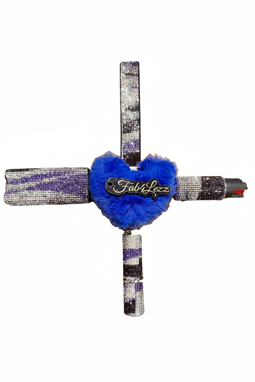 Royal Blue Camouflage Bling Safety Keychain