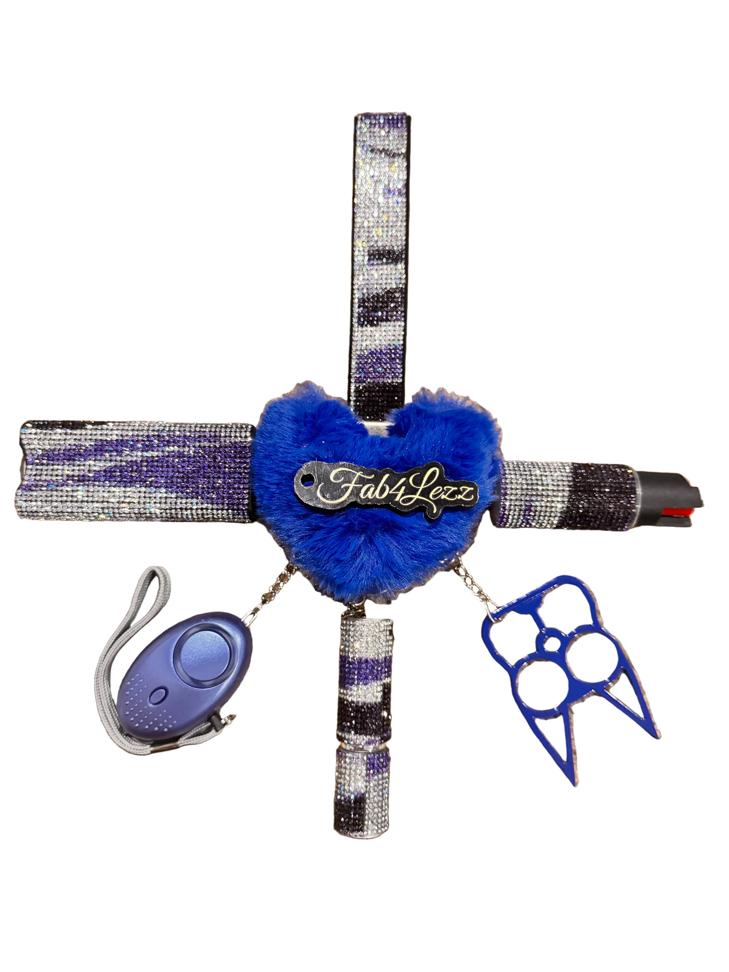 Royal Blue Camouflage Bling Safety Keychain