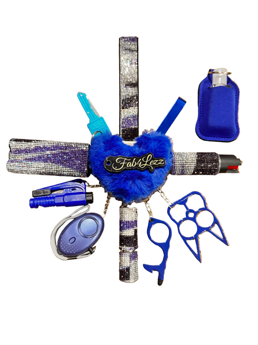 Royal Blue Camouflage Bling Safety Keychain